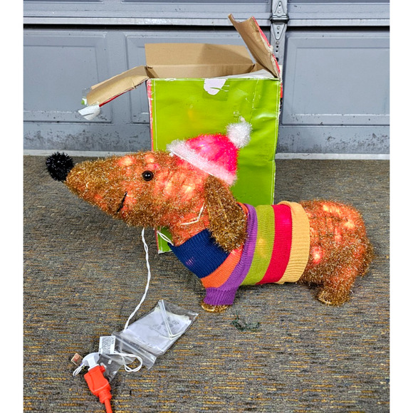 Wondershop By Target - Tinsel DACHSHUND Dog Outdoor Lighted Sculpture Christmas - Picture 2 of 5